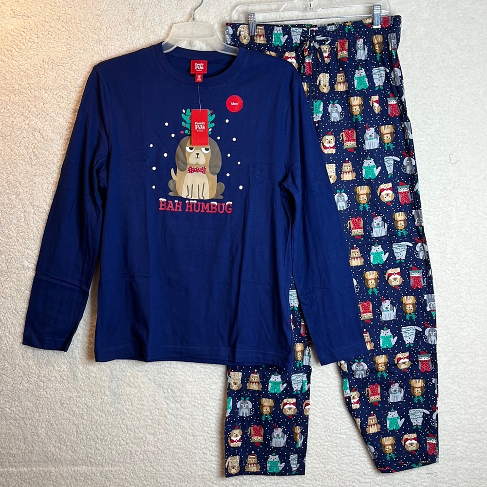 NWT Christmas Pajama Set Kids 2 piece BAH HUMDOG Elastic Waistband 2T 3T